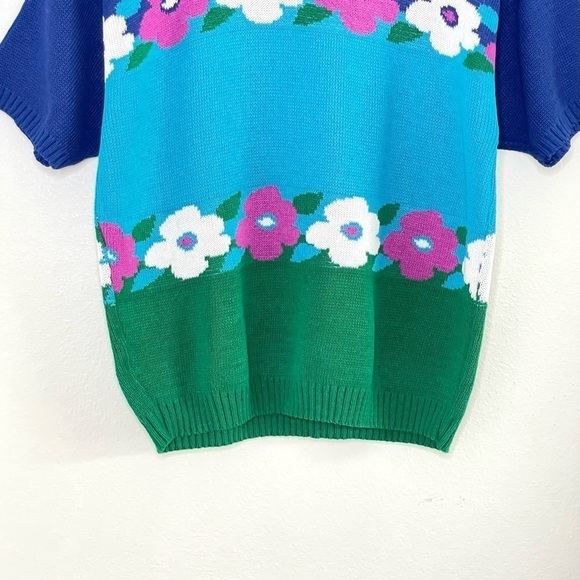 Vintage Cristin Stevens 80’s 90’s Floral Knit Short Sleeve Sweater Top - Picture 4 of 14